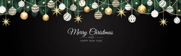 クリスマス・ベクトルの背景。クリエイティブデザイングリーティングカード、バナー、ポスター。トップビューのクリスマスの装飾ボールと雪の結晶. — ストックベクタ