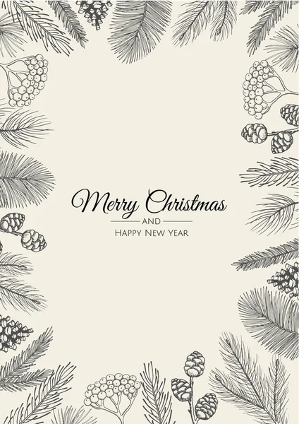 Поздравительная открытка с новогодней елкой. Векторная иллюстрация праздника. — стоковый вектор