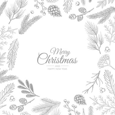 Frame 'le Mutlu Noeller Soyut Kartı. Xmas indirimi, tatil web pankartı.