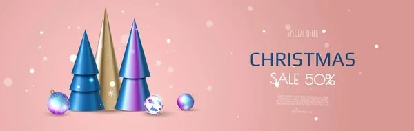Noël et Nouvel An fond. Conical Abstract Christmas Trees. Carte de voeux, bannière, en-têtes, site web, affiche — Image vectorielle