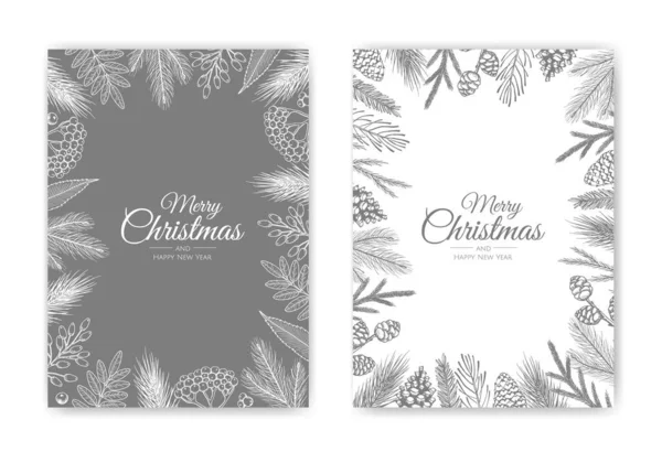 Vektör Noel kartları ayarlandı. Tatil Partisi Kart Şablonu Tasarımı