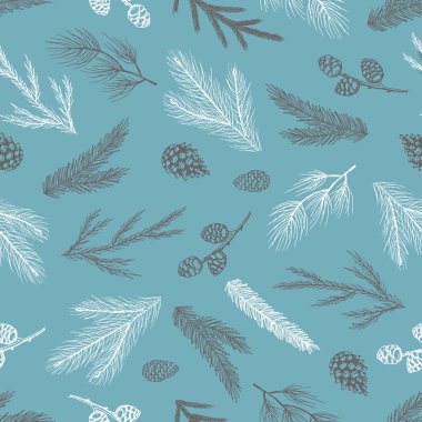 Noel Ağacı Dekorasyonları, Çam Dalları el çizimi sanat tasarımı çizimi çizimi çizimi çizimleri.