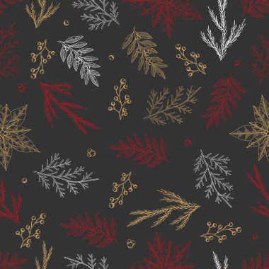 Noel Ağacı Dekorasyonları, Çam Dalları el çizimi sanat tasarımı çizimi çizimi çizimi çizimleri.