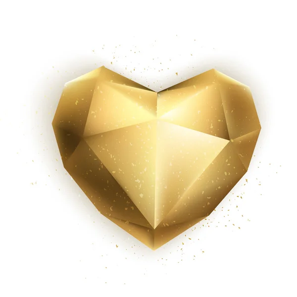 Gold vector heart.. 3d design elements for Valentines holidays, wedding, birthday party. Isolated vector.