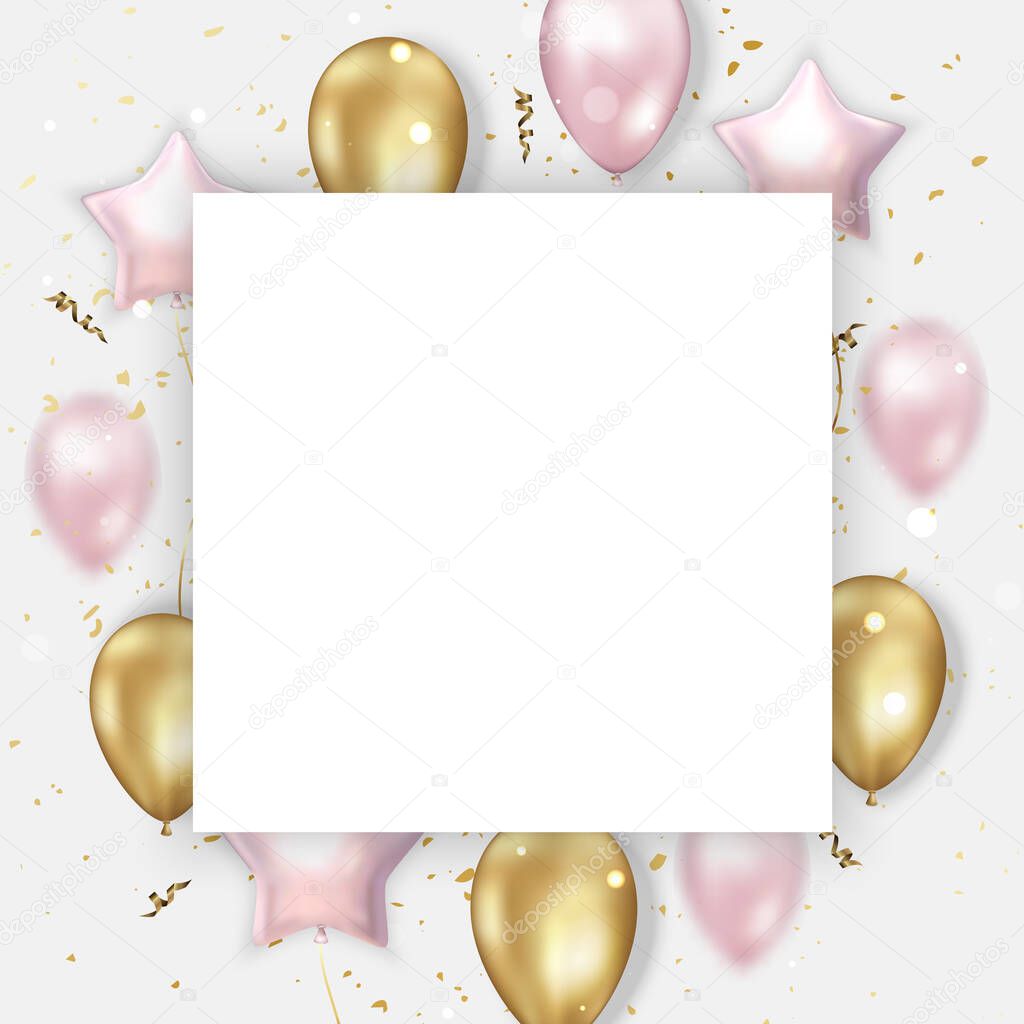 tarjeta de invitación de cumpleaños para niños con globos de colores.  plantilla de diseño vectorial de