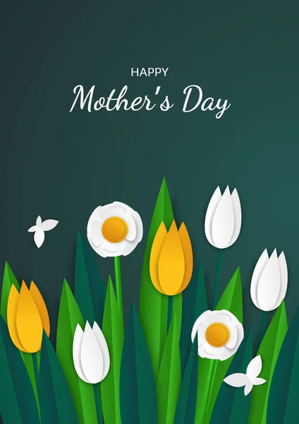 Happy Mother s Day Hintergrund mit Blumen. Vektorillustration — Stockvektor