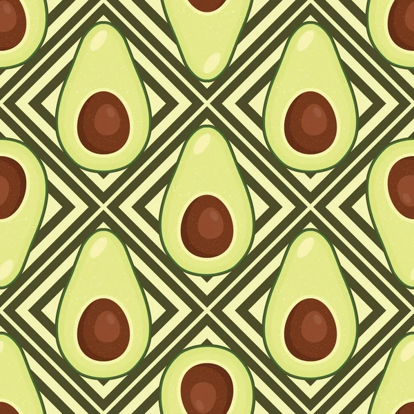 Современный бесшовный рисунок с авокадо и абстрактными элементами. Векторная текстура для текстиля, оберточной бумаги, упаковки. — стоковый вектор