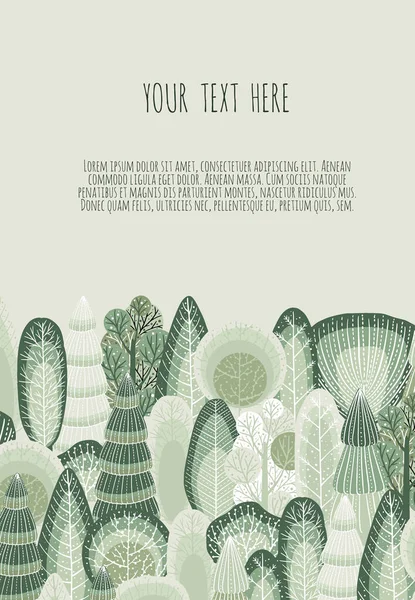 Vecteur d'hiver illustrations mignonnes d'arbres verts. Fond forestier — Image vectorielle