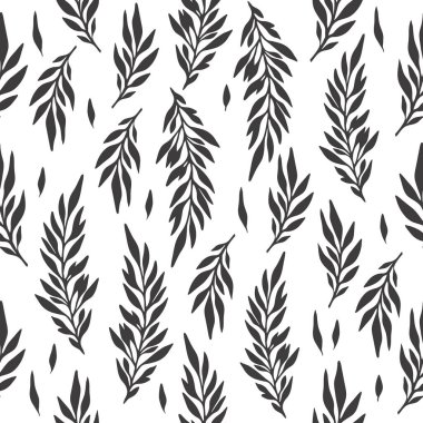 Bitki ve çiçeklerle kusursuz sevimli çiçek vektör deseni. Çiçek arkaplanı.