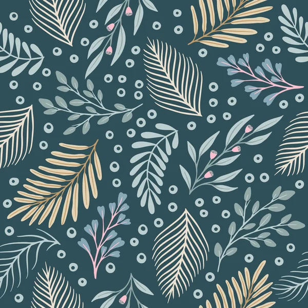Tuinbloem, planten, botanische, naadloze patroon vector ontwerp voor de dekking, stof, interieur. Schattig patroon met plant tak. — Stockvector