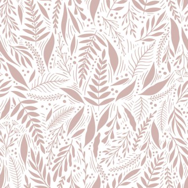 Bitki ve çiçeklerle kusursuz sevimli çiçek vektör deseni. Çiçek arkaplanı.