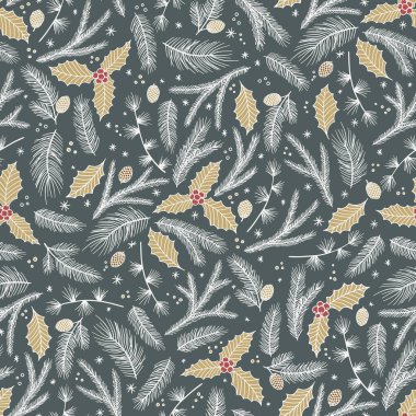 Noel ve Yeni Yıl kusursuz desen, vektör xmas arkaplan