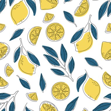 Elle çizim tarzında kusursuz limon deseni