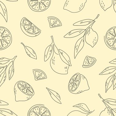Elle çizim tarzında kusursuz limon deseni