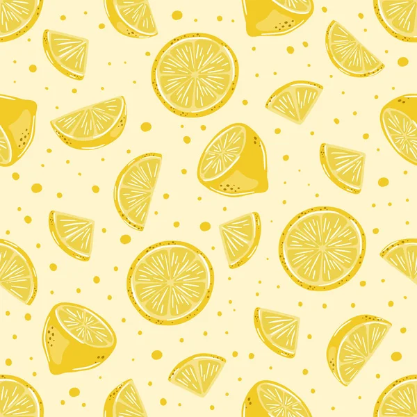 Seamless pattern of hand drawn lemons. Citrus fruit background. Perfect for textile wallpaper posters — Stock Vector