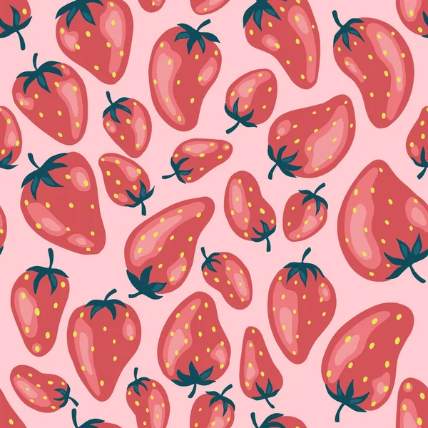 Premium Vector  Cute seamless pattern with strawberry, hearts