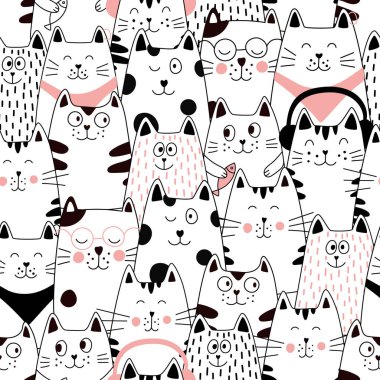 Kedilerde kusursuz desen. Komik hayvan karakterleri..