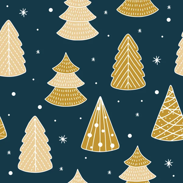 Patrón de vacaciones sin costuras con árbol de Navidad. Fondo de invierno de Navidad — Archivo Imágenes Vectoriales