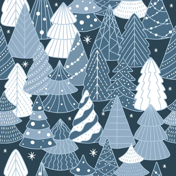 Patrón de vacaciones sin costuras con árbol de Navidad. Fondo de invierno de Navidad — Archivo Imágenes Vectoriales