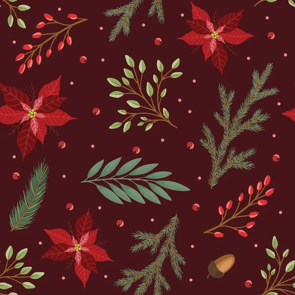 Christmas and New Year seamless pattern, vector xmas background — Stock Vector