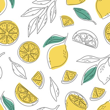 Limonlar ve yapraklarla kusursuz bir yaz şablonu.