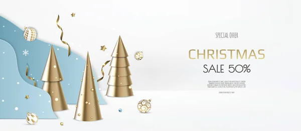 Frohe Weihnachten Verkauf Banner Vorlage. Grußkarte, Banner, Poster, Header für Webseite — Stockvektor