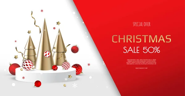 Frohe Weihnachten Verkauf Banner Vorlage. Grußkarte, Banner, Poster, Header für Webseite — Stockvektor