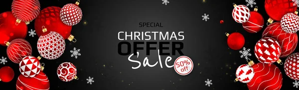 Merry Christmas sale banner template. Greeting card, banner, poster, header for website — Stock Vector