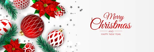 Merry Christmas sale banner template. Greeting card, banner, poster, header for website — Stock Vector