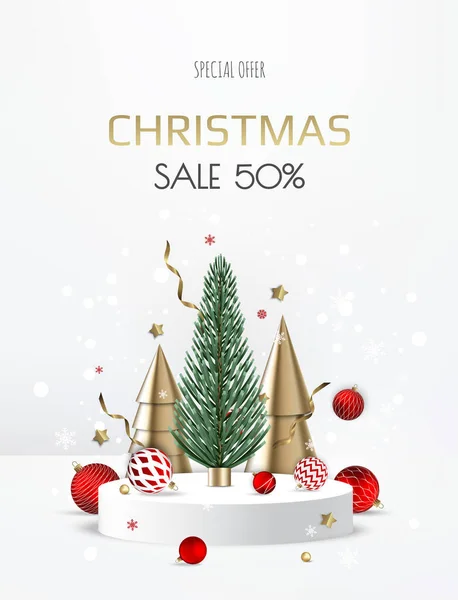 God jul försäljning banner mall. gratulationskort, banner, affisch, rubrik för webbplats — Stock vektor