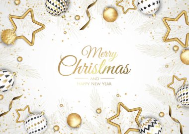 Noel ve Yeni Yıl geçmişi. Parlak Kış Tatil Kompozisyonu. Tebrik kartı, afiş, poster