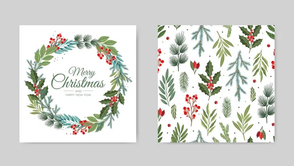 Conjunto de tarjetas de Navidad vectorial. Diseño de plantillas de tarjetas de fiesta — Vector de stock
