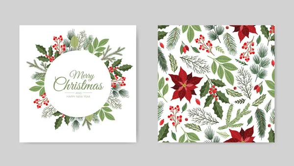 Conjunto de tarjetas de Navidad vectorial. Diseño de plantillas de tarjetas de fiesta — Vector de stock