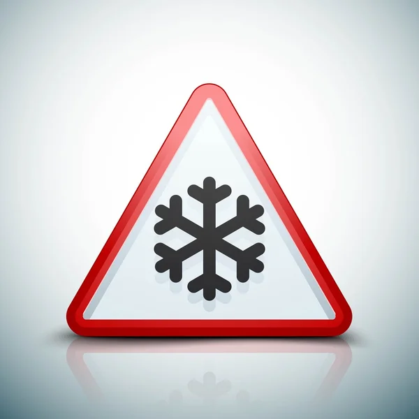 Icono de copo de nieve de advertencia fría — Vector de stock