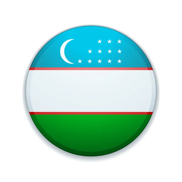 Botón bandera de Uzbekistán — Vector de stock