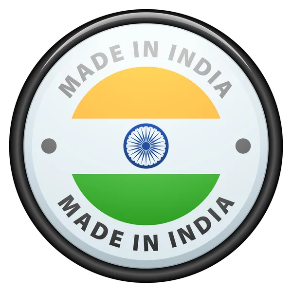 Tlačítko. Vyrobené v Indii — Stockový vektor