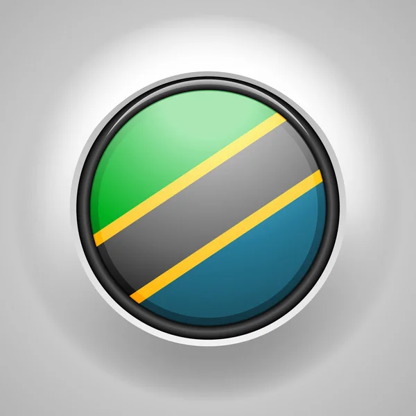 Tanzania flagga knappen — Stock vektor