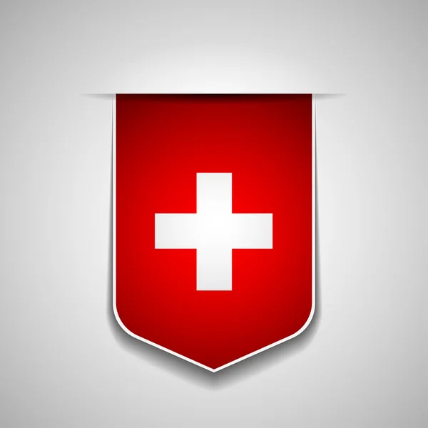 Escudo com bandeira da Suíça — Vetor de Stock