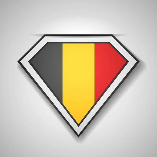 Bandera de Bélgica en escudo — Vector de stock
