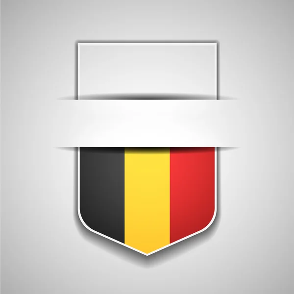 Belgien flagga på sköld — Stock vektor