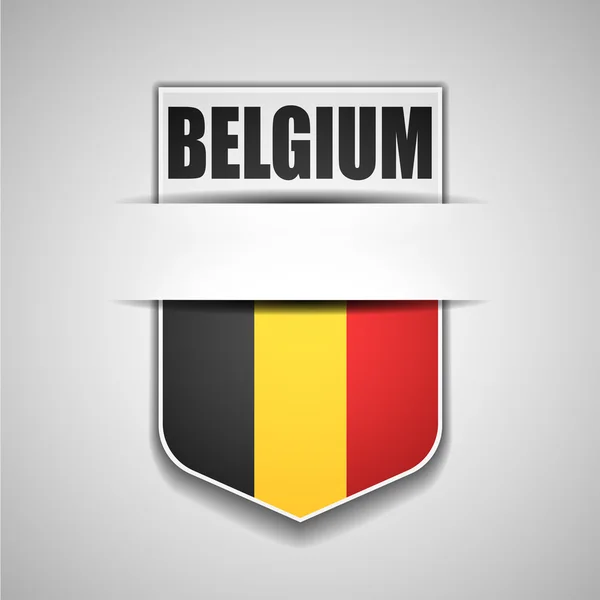 Drapeau de Belgique sur bouclier — Image vectorielle