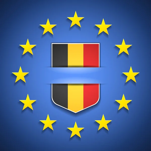 Drapeau de Belgique sur bouclier — Image vectorielle