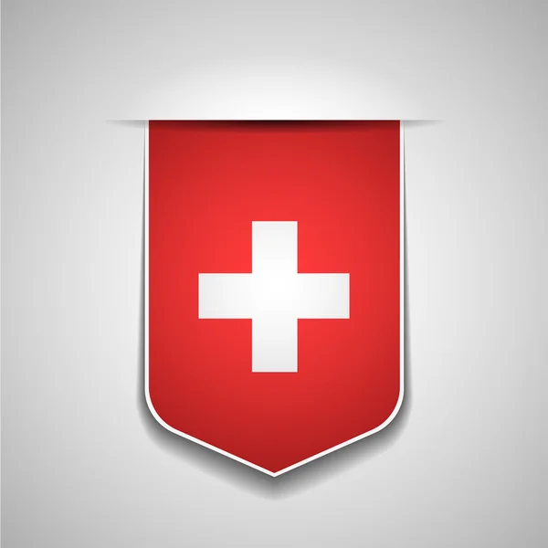 Escudo con bandera de Suiza — Vector de stock