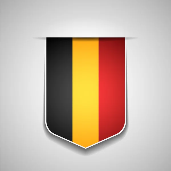 Belgium flag on shield — Stock Vector
