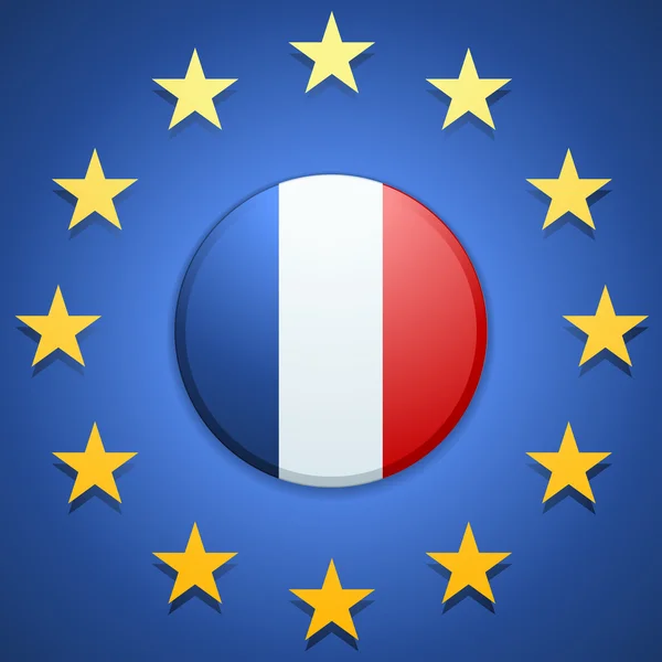 Bouton drapeau France avec étoiles — Image vectorielle