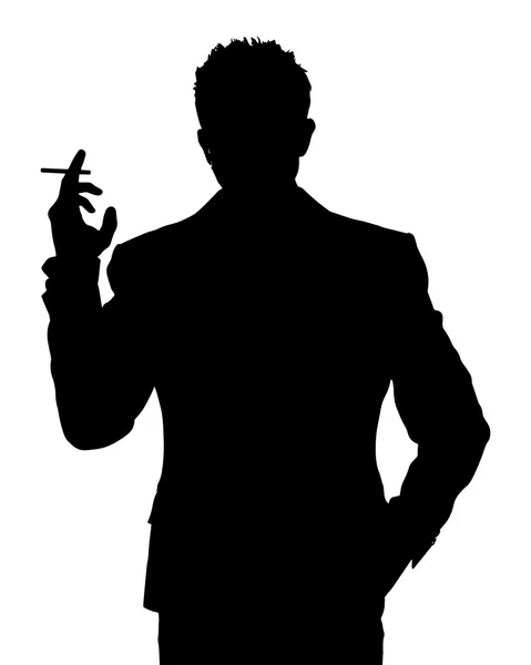 Silhouette of young man smoking — Stock Vector