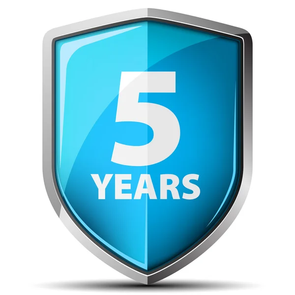 5 anos de garantia escudo — Vetor de Stock