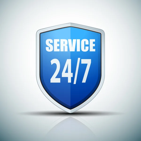 Bouclier de service 24 / 7 — Image vectorielle