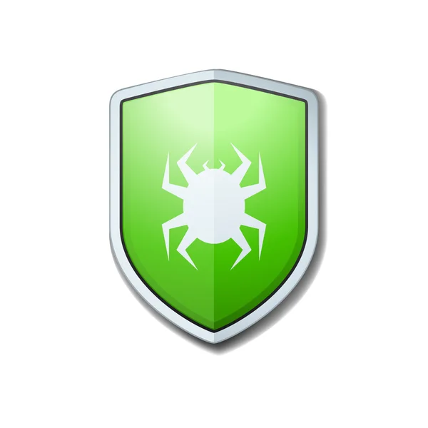 Protección contra virus escudo verde signo — Vector de stock
