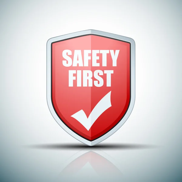 Segurança Primeiro sinal escudo — Vetor de Stock